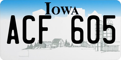 IA license plate ACF605