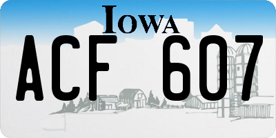 IA license plate ACF607