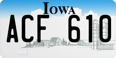 IA license plate ACF610