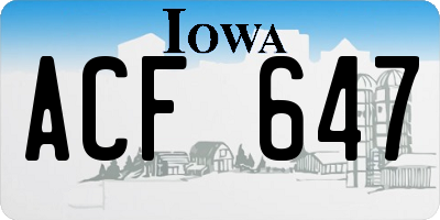 IA license plate ACF647