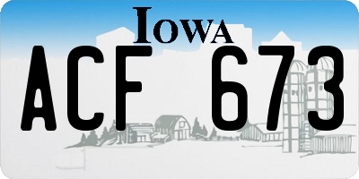 IA license plate ACF673