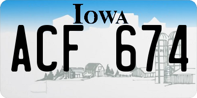 IA license plate ACF674