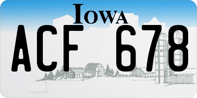 IA license plate ACF678