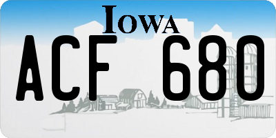 IA license plate ACF680