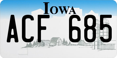 IA license plate ACF685