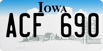 IA license plate ACF690