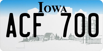 IA license plate ACF700