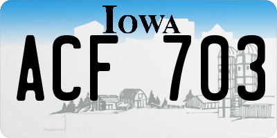 IA license plate ACF703