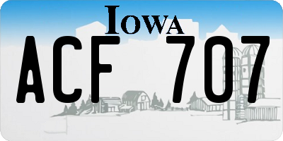 IA license plate ACF707