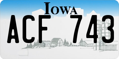 IA license plate ACF743