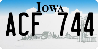IA license plate ACF744