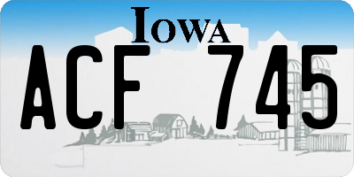 IA license plate ACF745