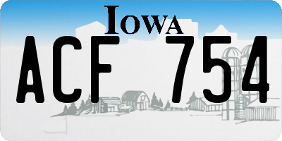 IA license plate ACF754