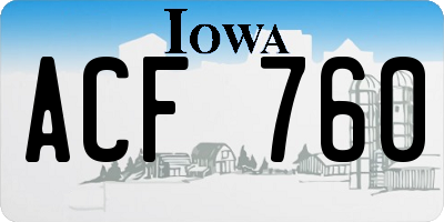 IA license plate ACF760