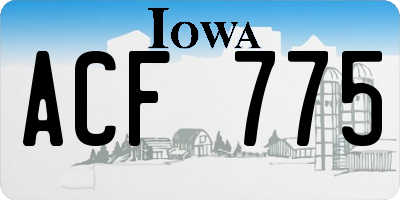 IA license plate ACF775