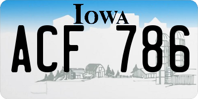 IA license plate ACF786