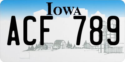 IA license plate ACF789