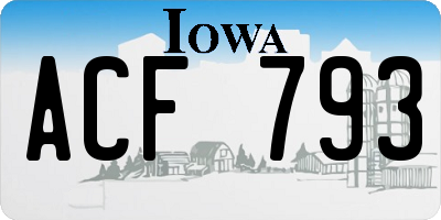 IA license plate ACF793