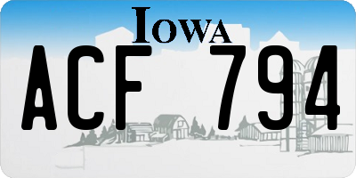 IA license plate ACF794
