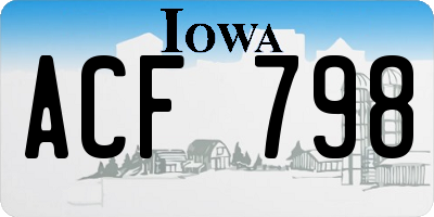 IA license plate ACF798