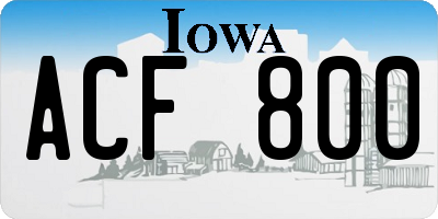 IA license plate ACF800