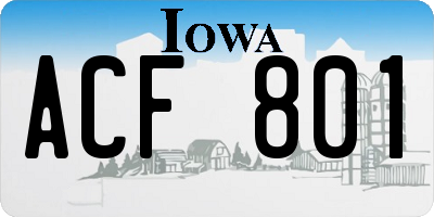IA license plate ACF801