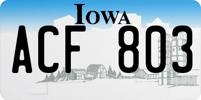 IA license plate ACF803
