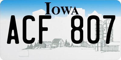 IA license plate ACF807