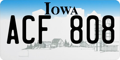 IA license plate ACF808