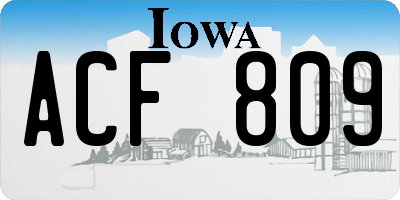 IA license plate ACF809