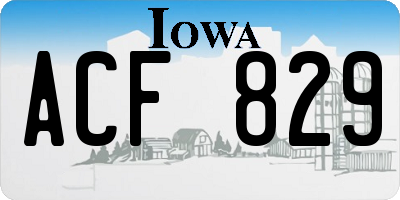 IA license plate ACF829
