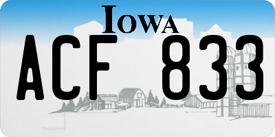 IA license plate ACF833
