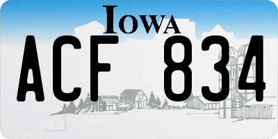 IA license plate ACF834