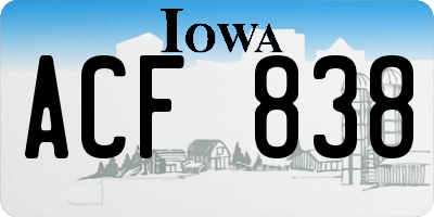 IA license plate ACF838