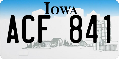 IA license plate ACF841