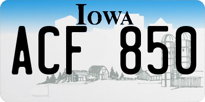 IA license plate ACF850