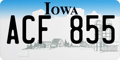 IA license plate ACF855