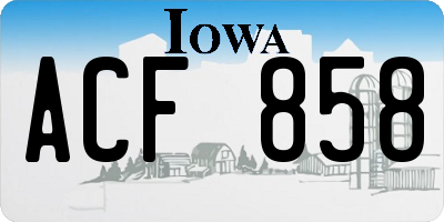 IA license plate ACF858