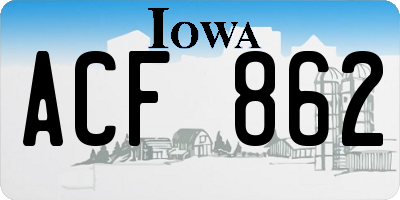 IA license plate ACF862