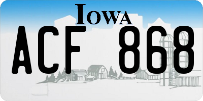 IA license plate ACF868