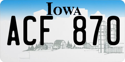 IA license plate ACF870