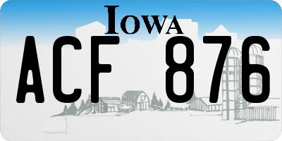 IA license plate ACF876