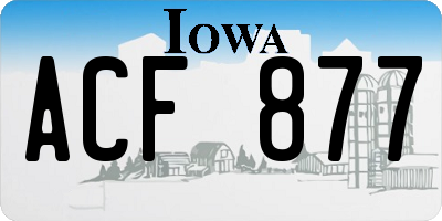 IA license plate ACF877