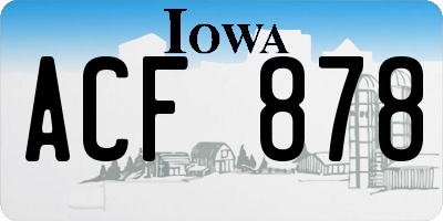 IA license plate ACF878