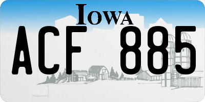 IA license plate ACF885
