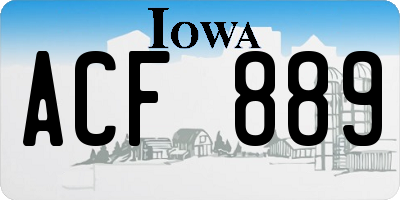 IA license plate ACF889