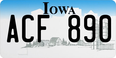 IA license plate ACF890