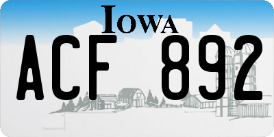 IA license plate ACF892