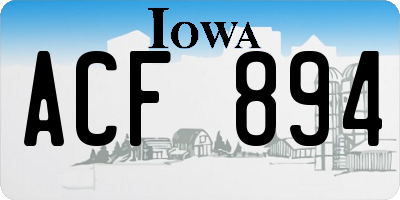 IA license plate ACF894