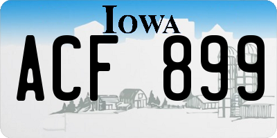 IA license plate ACF899